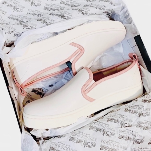NWT Coach Leather Slip On Chalk Petal Pink Sneakers - Picture 5 of 12